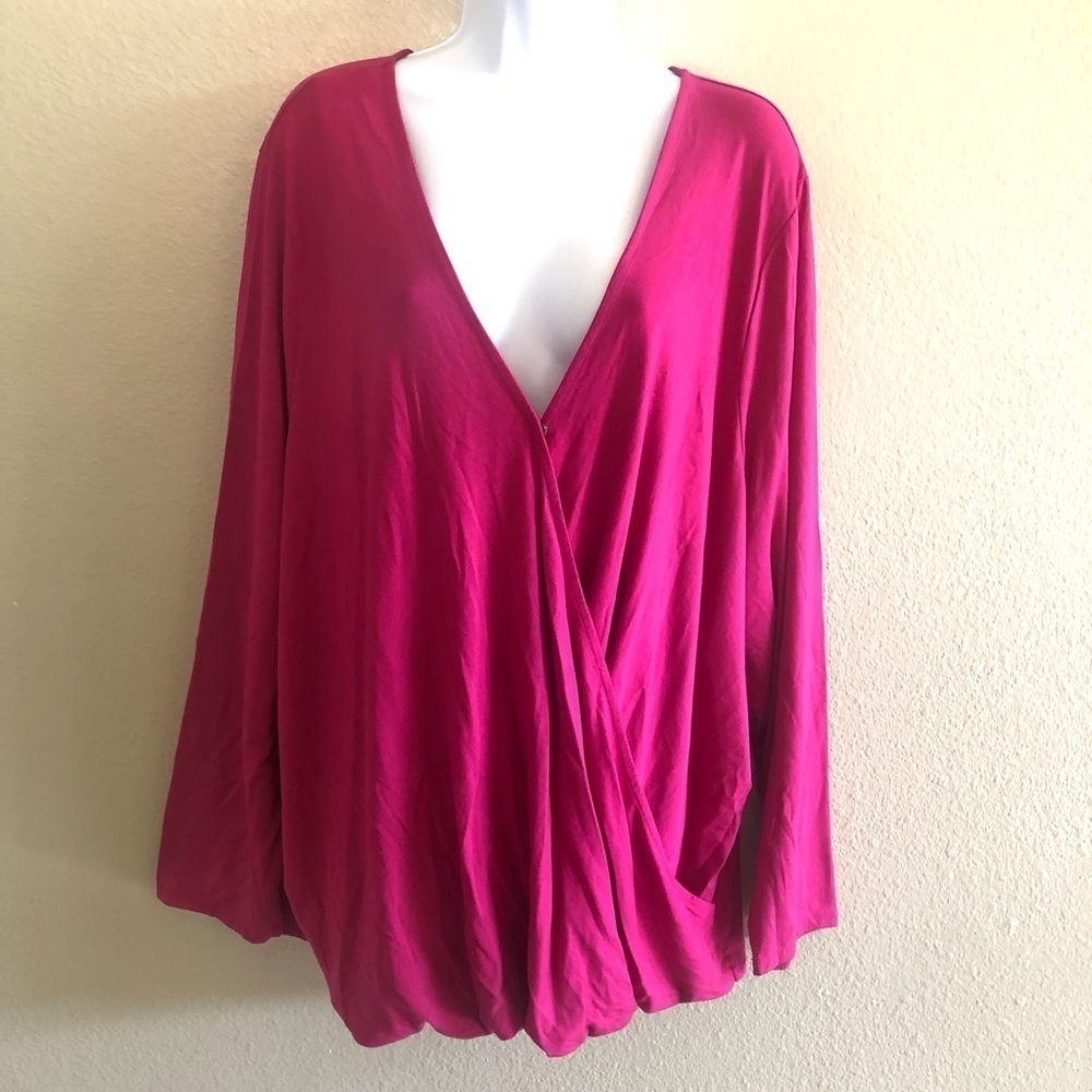 Ava & Viv Woman’s Modal Blend Wrap V-Neck Long Sleeves Shirt Plus Size 4X